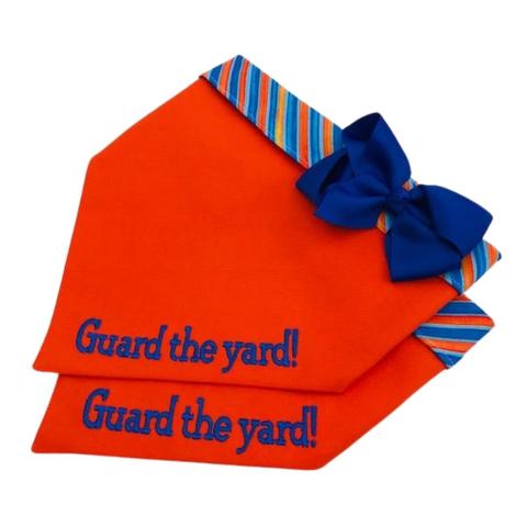 Guard the Yard Dog Bandana - Orange and Royal
