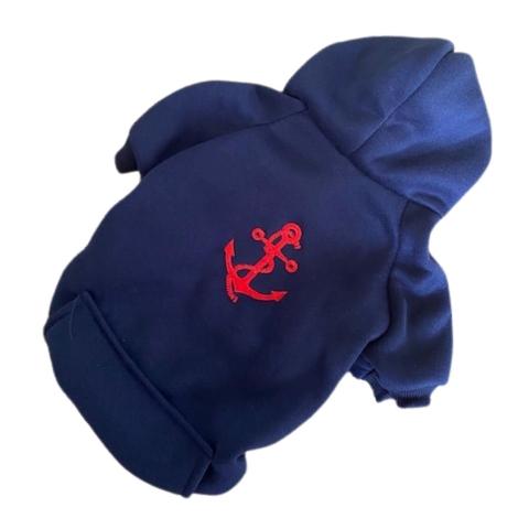 Navy Anchor Dog Hoodie