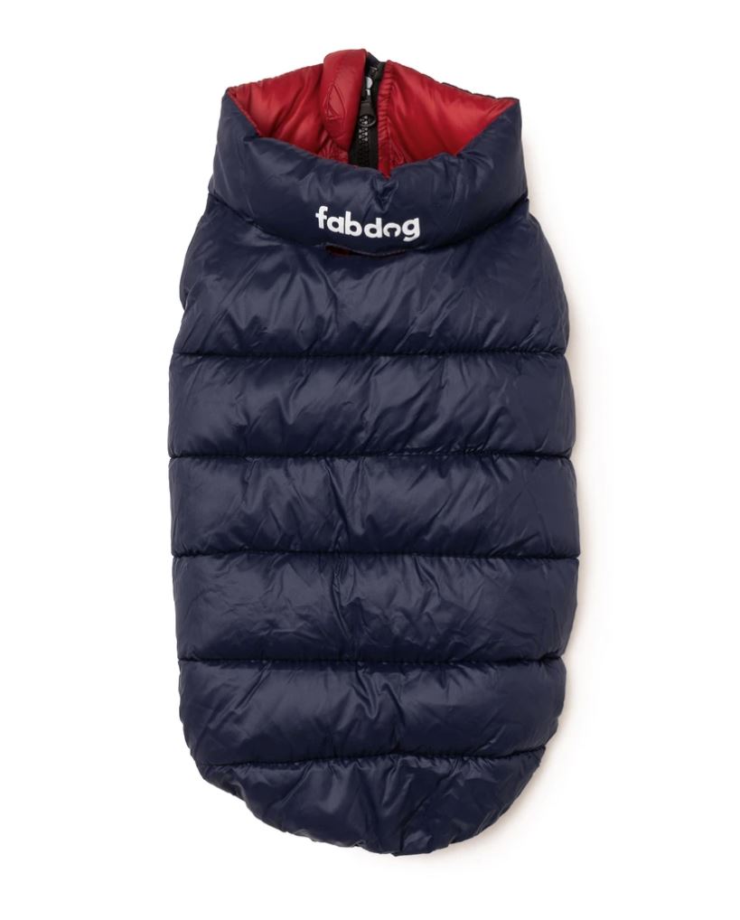 Red & Navy Pack N' Go Reversible Dog Puffer