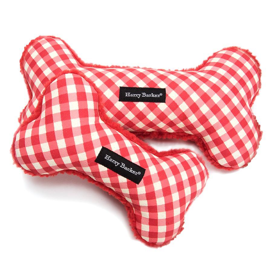 Gingham Bone Canvas Toy - Gingham Bone Red