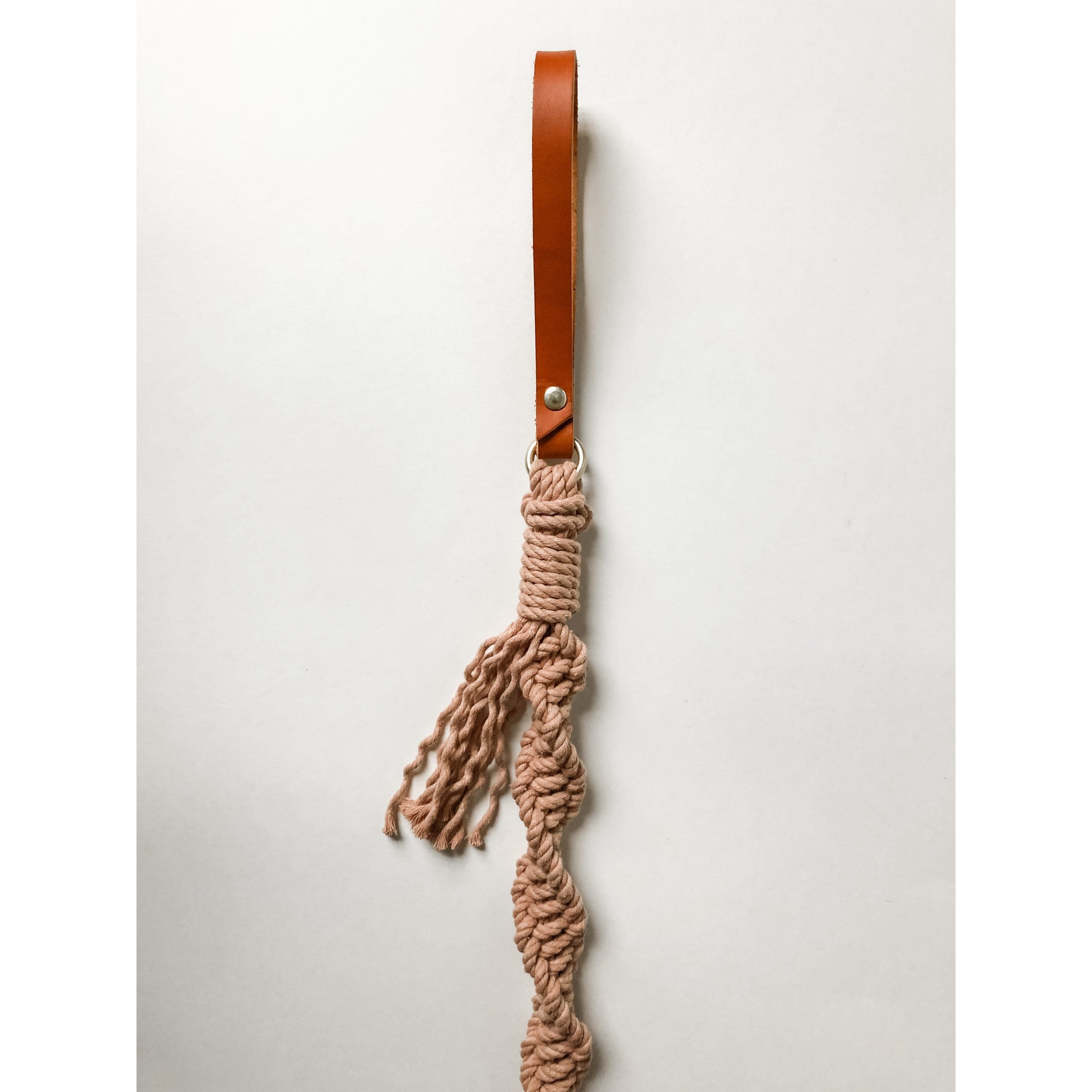 Macramé Dog Leash with Leather Handle - Blush Rope