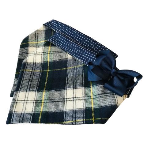 Navy / Green Flannel Dog Bandana