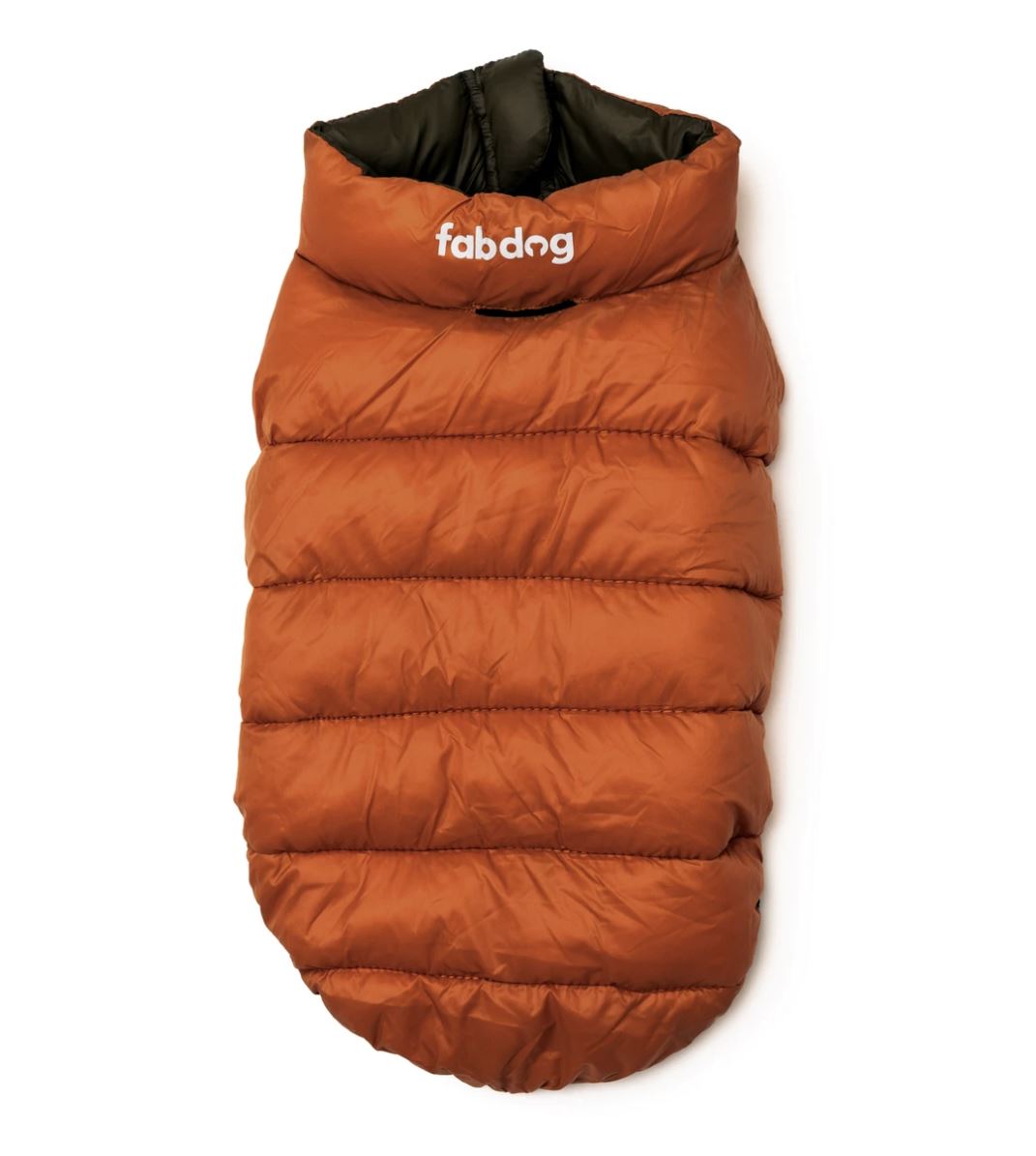 Olive & Orange Pack N' Go Reversible Dog Puffer