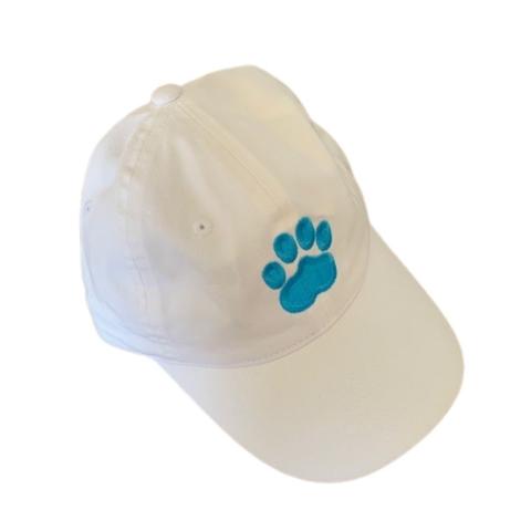 Dog Paw Print Cap -  White / Aqua