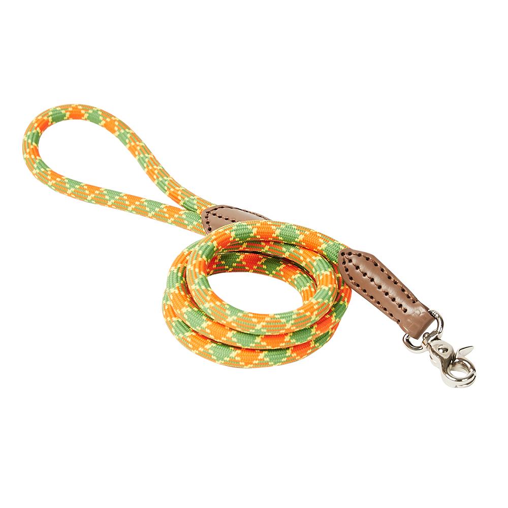 Plaid Rope Dog Leash - Plaid Rope Green & Orange