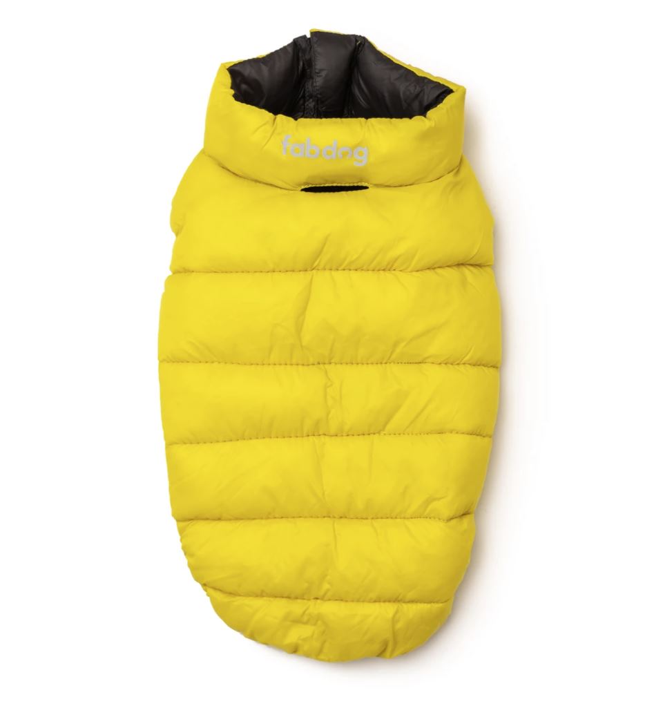 Yellow & Grey Pack N' Go Reversible Dog Puffer