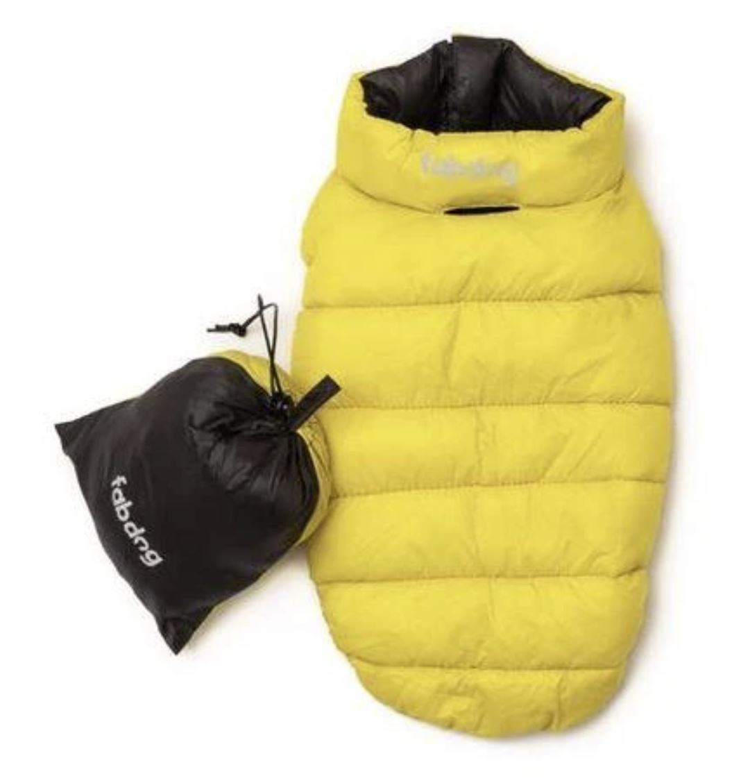 Yellow & Grey Pack N' Go Reversible Dog Puffer
