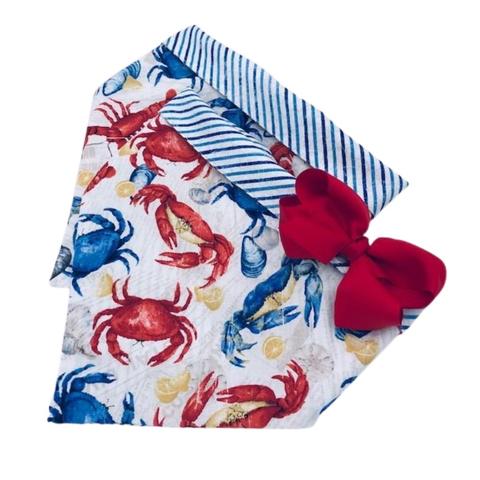 Blue Crabs and Red Lobsters Dog Bandana - Happy Breath