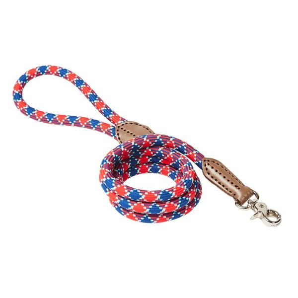 Plaid Rope Dog Leash - Plaid Rope Red & Blue