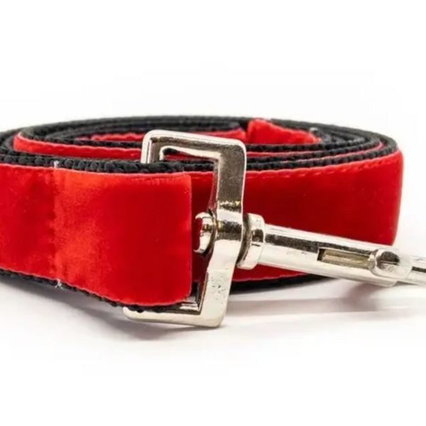 Classic Scarlet Red Velvet Dog Leash