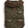 Quilted Shearling Dog Coat - Olive